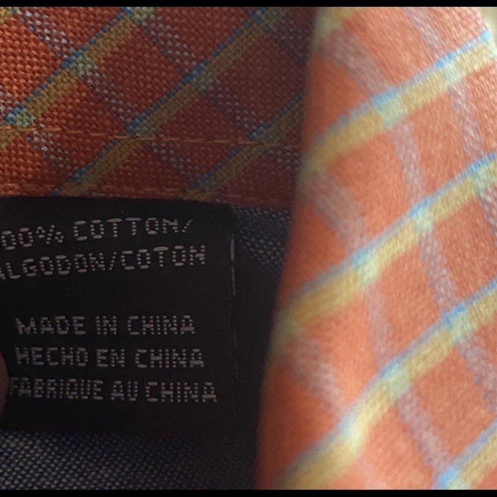 Roper Mens Diamond Plaid Orange Western Shirt Long Sleeve Button Down Sz… - Picture 9 of 9